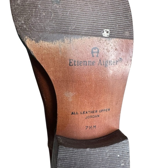 Vintage Etienne Aigner Womens Riding Boot Sz 7.5 Brown Leather Equestrian Preppy - Picture 14 of 14